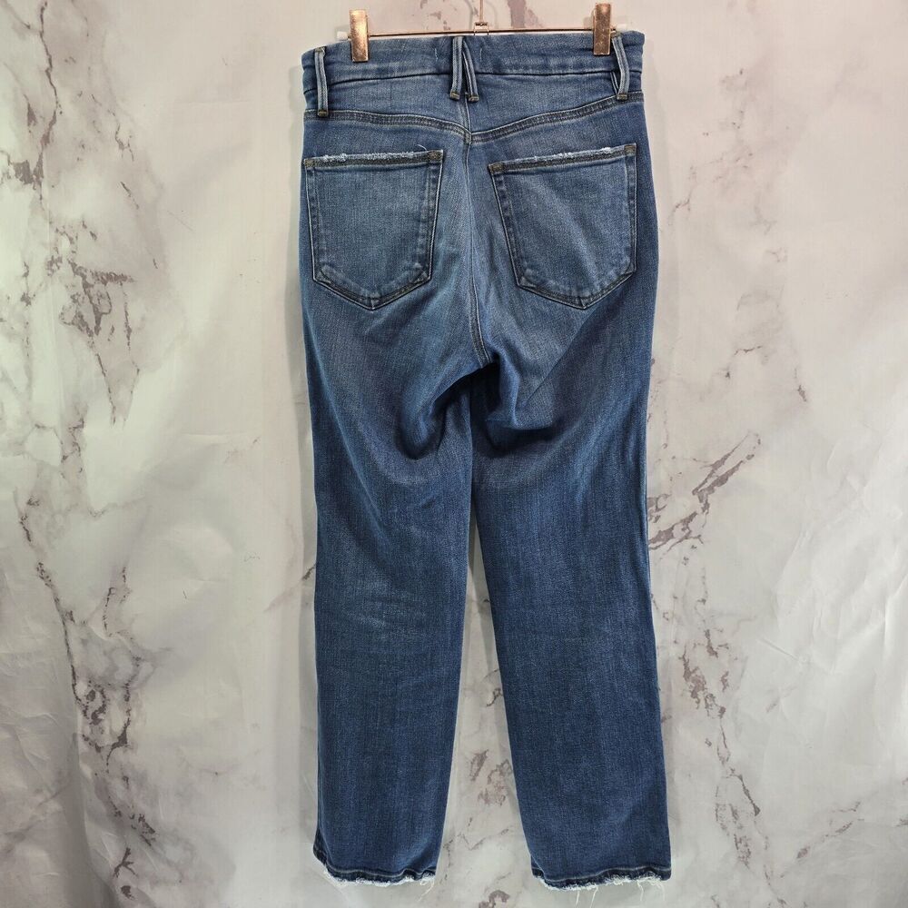Good American Jeans Womens 2 Good Curve Straight Denim High Rise Crop Indigo